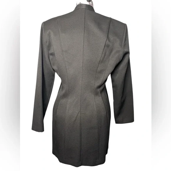 Black Tailored Blazer with Geometric Waist Detail - Picture 5 of 9